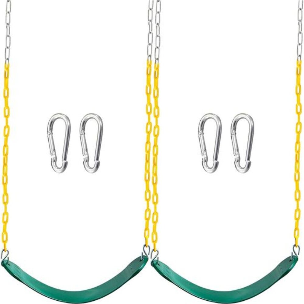 2 Pack Green Swing Seats Heavy Duty with 66" Chain Accessories Replacement